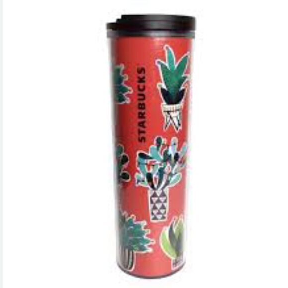 Starbucks 2017 Red Christmas Cactus Print 16 oz. Coffee Tea Tumbler - Picture 1 of 12